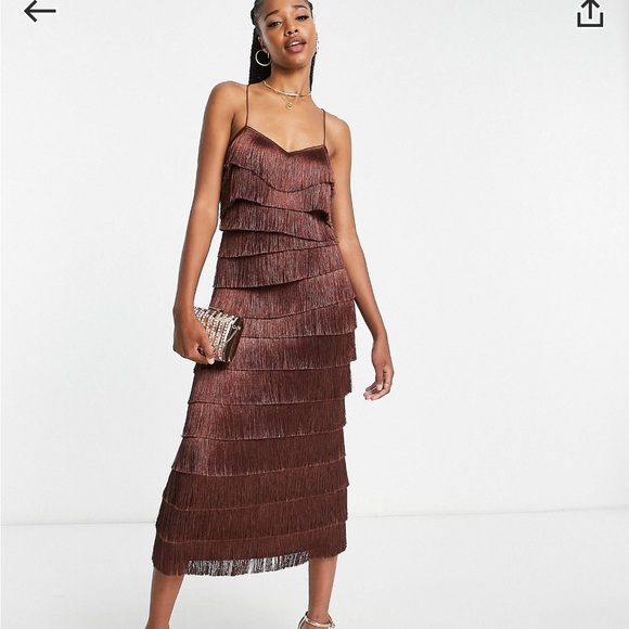 ASOS brown fringe dress. - Picture 3 of 3